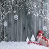 10x6.5ft Country Retro Wood Christmas Photography Background Snowflake Bell Snowman Cane Candy Background view 2