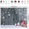 10x6.5ft Country Retro Wood Christmas Photography Background Snowflake Bell Snowman Cane Candy Background view 3