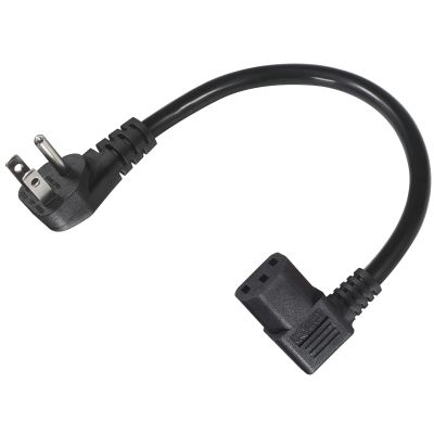 90 Degree Computer Power Cord Right Angle - 1FT Flat Plug NEMA 5-15 Plug to IEC C13 Power Cord,Universal PC Power Supply Cord 16AWG, Black C13 3 Prong Angled AC Power Cord for PC Monitor/TV(1FT)
