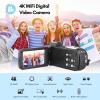 Andoer 4K Digital Video Camera WiFi Camcorder DV Recorder 56MP 18X Digital Zoom 3.0 Inch IPS Touchscreen Supports Face Detection IR Night Vision Anti-Shake view 2