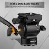 Andoer Compact Camera Video Fluid Head Pan Tilt Tripod Head Panorama Ballhead Tripod Mount Aluminum Alloy 1/4 Inch Screw 10kg/22lbs Load Capacity with Detachable Handle 2pcs Quick Release Plate view 4