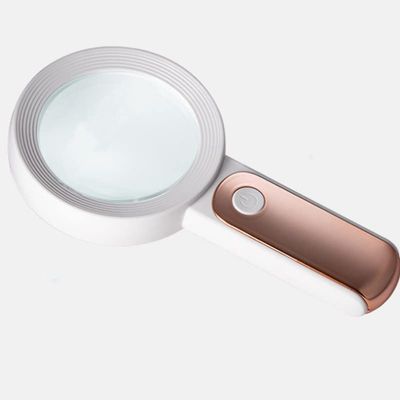 Feilx Magnifying Glass with Light, 30X Handheld Large Magnifying Glass, Illuminated Magnifier Reading Magnifying Glass with for Seniors Read, Coins, Stamps, Map, Inspection (Color : Gold)