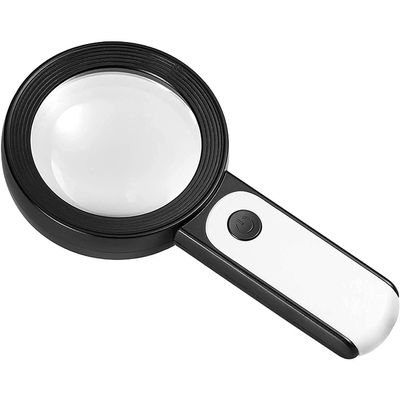 Feilx Magnifying Glass with Light, 30X Handheld Large Magnifying Glass, Illuminated Magnifier Reading Magnifying Glass with for Seniors Read, Coins, Stamps, Map, Inspection (Color : Black)