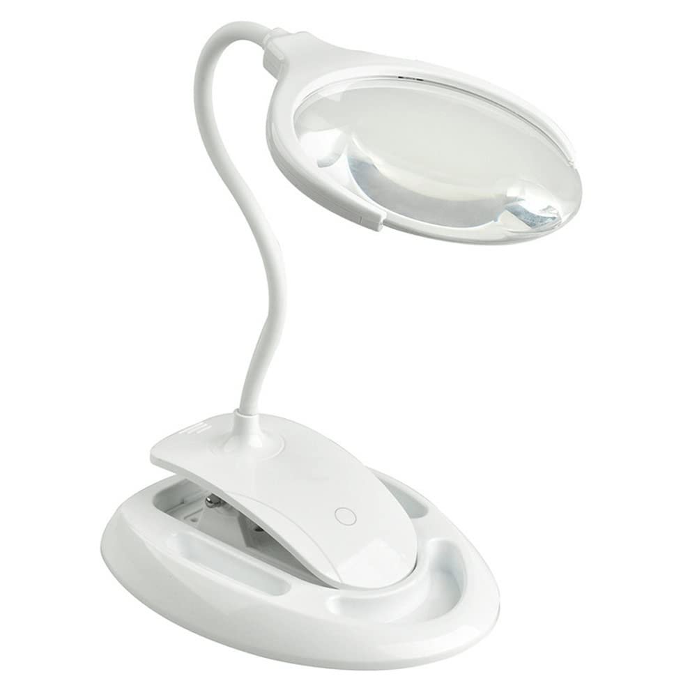 Feilx Magnifier,3X 8X Clip-on Desktop Two-in-one Led Reading, USB Rechargeable with Light for Crafts, Hobbies, Inspection, Reading, Jewelry Design