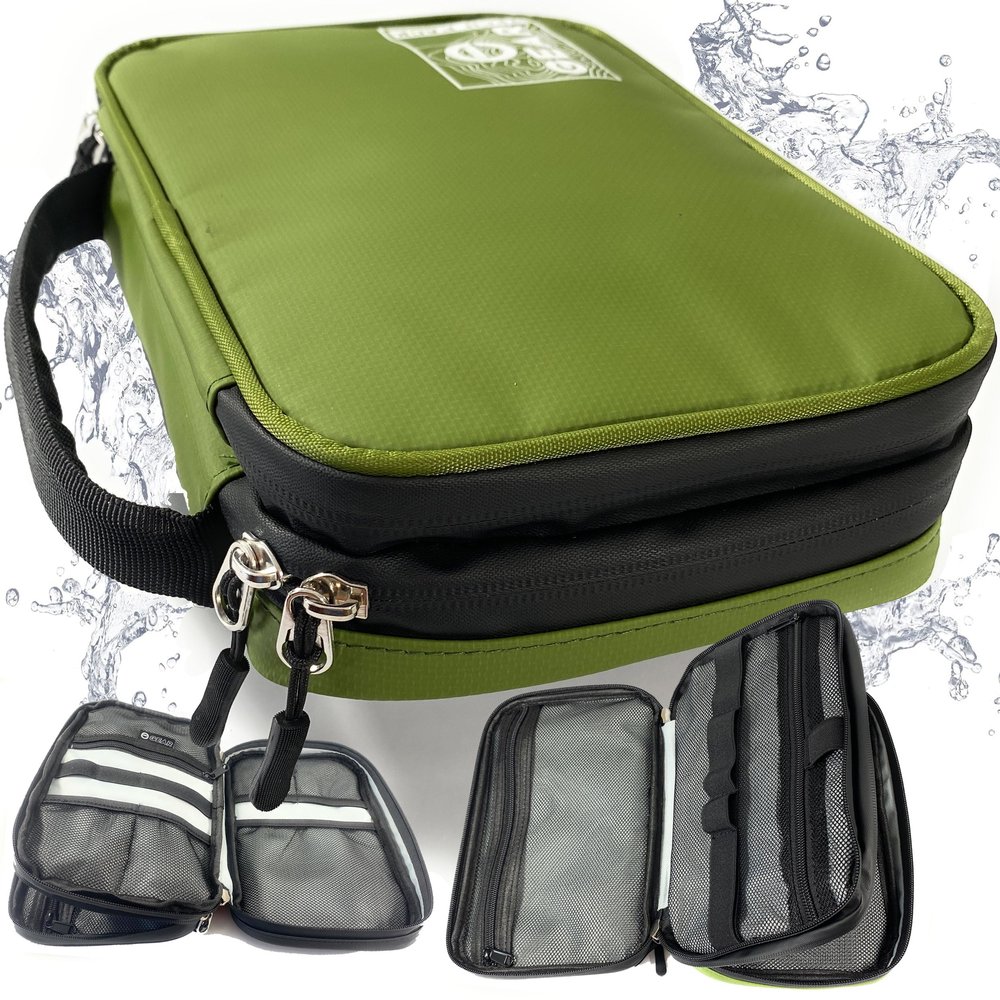 Enthusiast Gear Waterproof Electronics Organizer  Durable Travel Case for Cords, Chargers, and Gadgets  Compact, Lightweight, and Perfect for Outdoor Adventures or Daily Use (Green)
