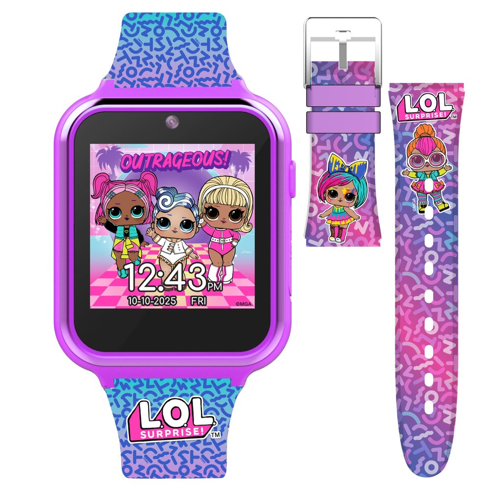 LOL Surprise! Kids Smart Watch - Interactive Touchscreen with Games, Selfie Camera, Step Tracker, Alarm, and Interchangeable Printed Silicone Straps - Fits Wrists 5.5" to 8.0"