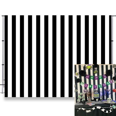 KUKUSOUL 10x8ft Black and White Stripes Photo Backdrop Black White Backdrop Racing Theme Birthday Party Baby Shower Decoratio Photo Props Family Photoshoot Portrait Studio Props KU241