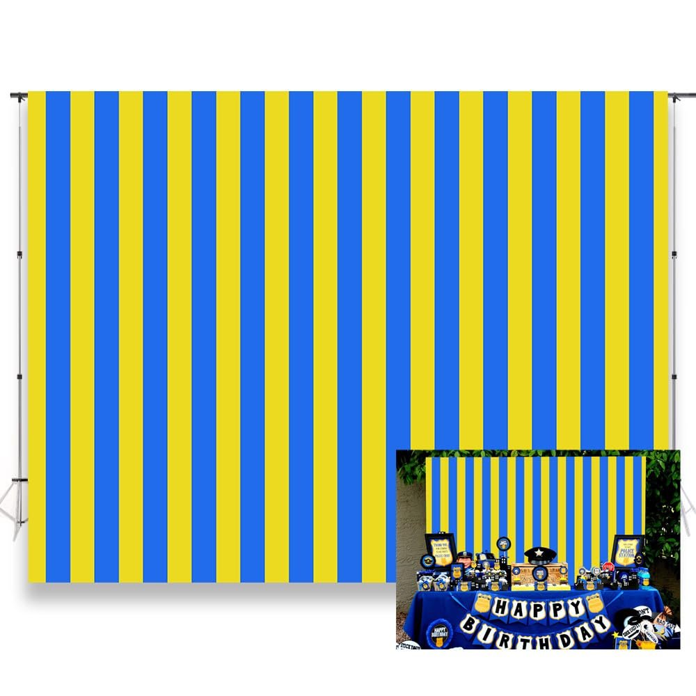 KUKUSOUL 7x5ft Yellow and Blue Horizontal Striped Photography Backdrop Birthday Party Decoration Photo Studio Props Banner Adult Elder Girl Boy Wallpaper KU268