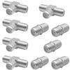 10 Pack RG6 Coax Coaxial Cable Extender and F Type RG6 Female to 2 Female 3 Way Coax Cable T Splitter Adapter, Coaxial Cable Connector T Shape and Female to Female for TV Video VCR Antenna Satellite view 1