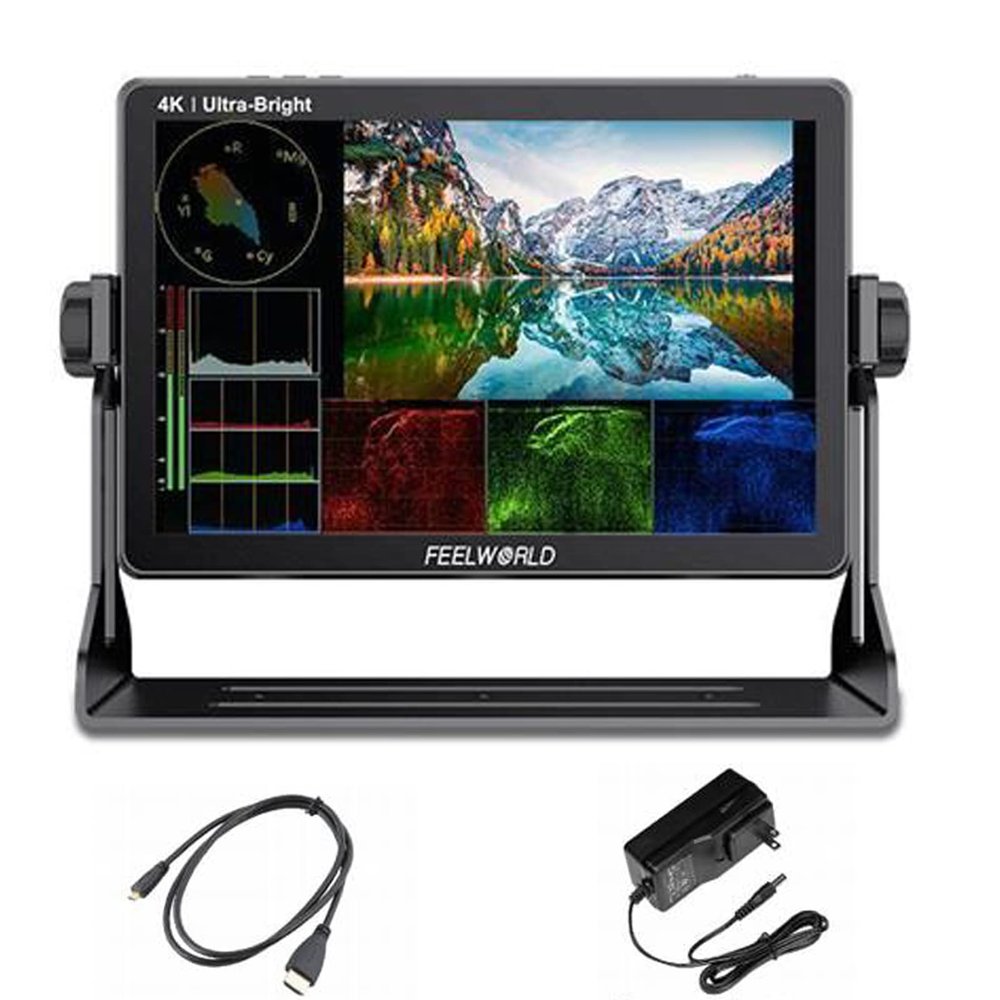 FEELWORLD LUT11 10.1 Inch 1920X1200 IPS Panel Ultra High Bright 2000nit Touch Screen DSLR Camera Field Monitor with F970 External Power and Install Kit 4K HDMI Input Output
