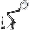 Feilx 5X Magnifying Glass with Light and Stand, Stepless Dimming and 3 Color Modes Magnifying Lamp, Real Glass Lens and Swing Arms Magnifier Desk Lamp view 1