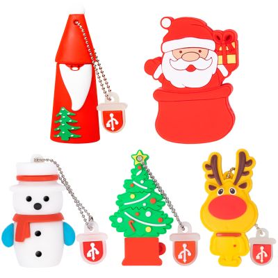 5 Pack USB Flash Drive Christmas Style 16GB New Year Gifts for Family and Friends, BorlterClamp USB 2.0 Drive Memory Stick of Santa Claus Christmas Tree Snowman Patterns Cute Pen Drive
