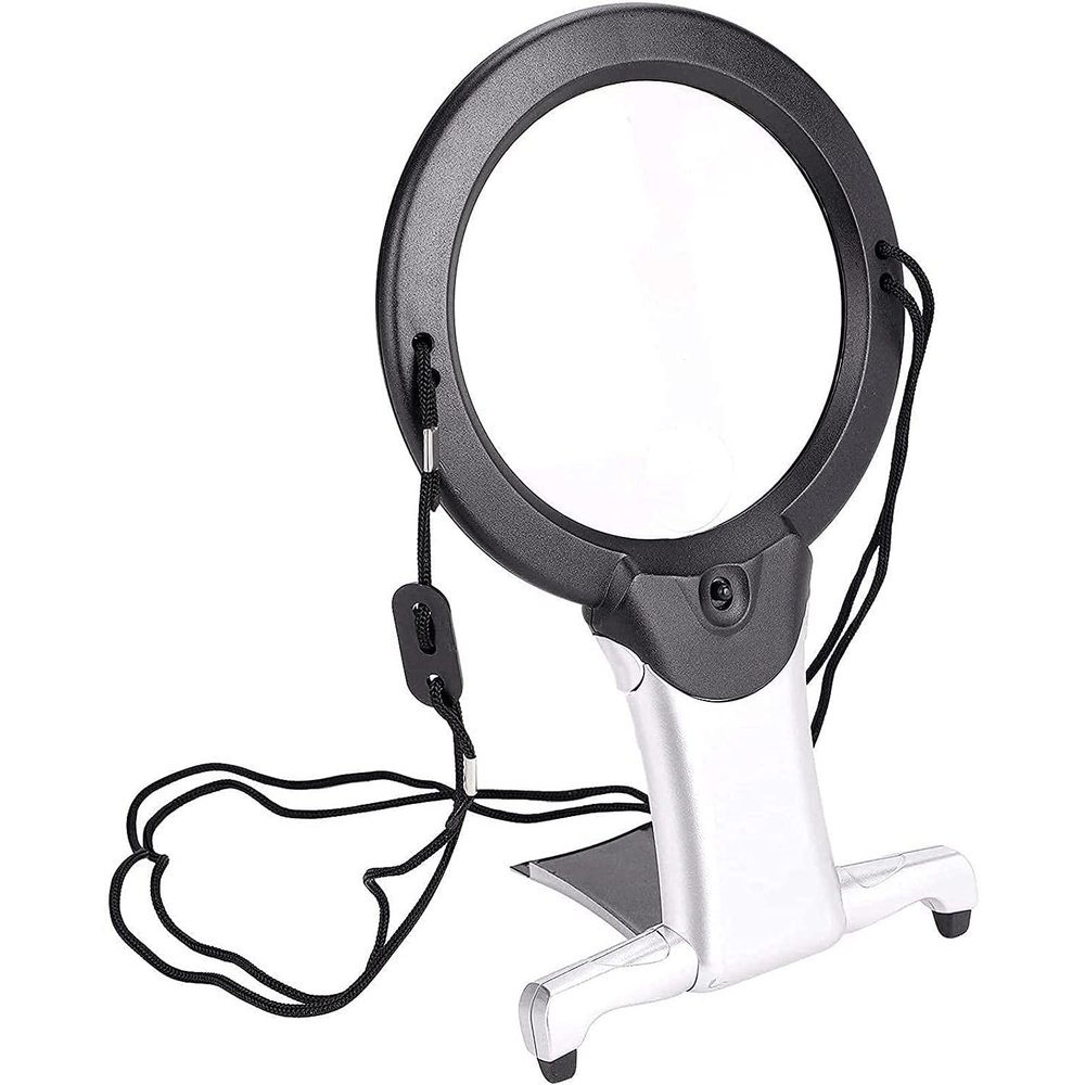 Feilx LED Magnifier - Neck Wear Visual Aid Illuminated Magnifying Glass for Low Vision & Visually Impaired Seniors - Portable - Gifts for Mom, Dad, Grandmother