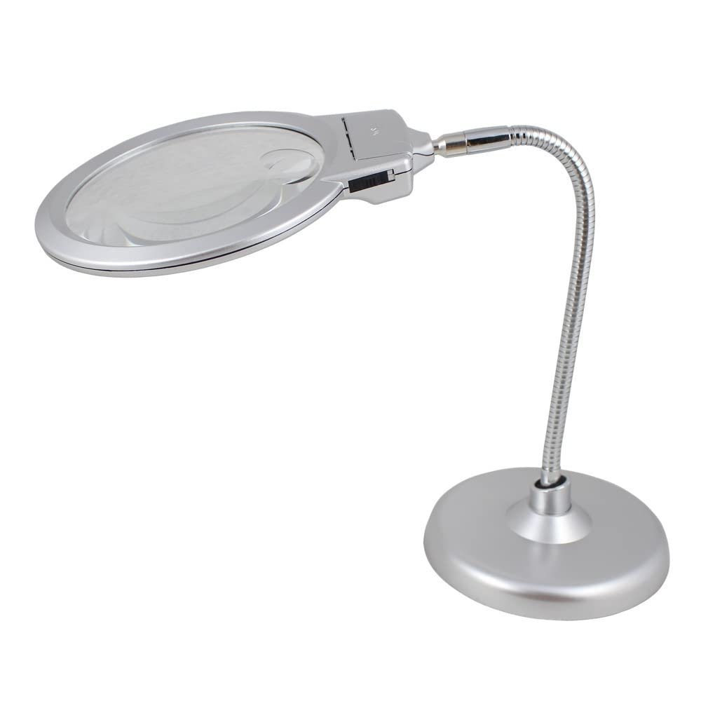 Feilx Lighted Desktop Magnifier Illuminated Tabletop 2X 5X Magnifying Glass with 2 LEDs-Hands Free Magnifying Glass Magnifier for Reading
