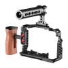 Andoer Aluminum Alloy Camera Cage Kit with Video Rig Top Handle Wooden Grip Replacement for Sony A7R III/ A7 II/ A7III view 1