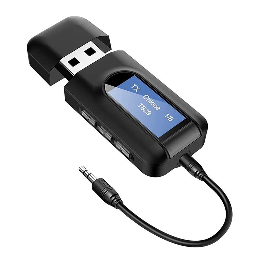 USB Bluetooth 5.0 Receiver Adapter, Wireless Audio Adapter Car Kit Music Receiver with 3.5Mm Cable (Aux in) for Car Aux Home Stereo Headphones PC TV