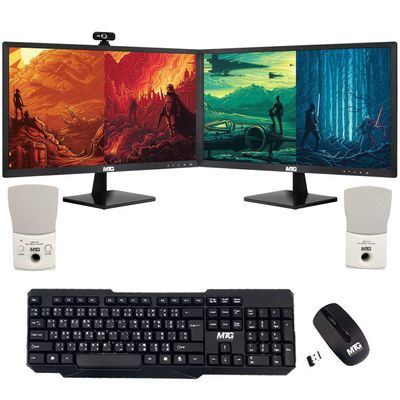 TechMagnet All in one Desktop Computer,Cheetah 6,Intel Core i5 6th Gen,8GB DDR3,120GB SSD,Dual 27 inch LED Monitor,Wireless Keyboard Mouse,Speaker and Webcam,USB Wi-Fi,Windows 11(Renewed)