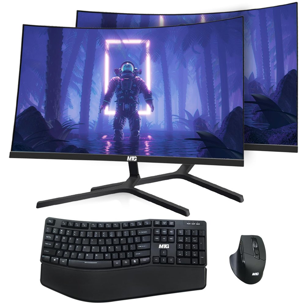TechMagnet All in one Desktop Computer,Cheetah 6,Intel Core i5 6th Gen,16GB DDR3,480GB SSD,New Dual 24 inch Curved Display,Wireless Ergonomic Keyboard Mouse,USB Wi-Fi,Windows 11(Renewed)