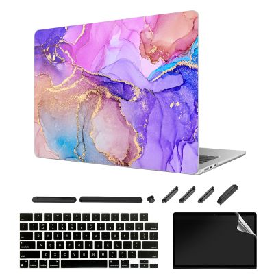 ChashenHa for MacBook Air 13.6 Inch Case Released 2022 (Model A2681 M2 Chip) UV Printed Plastic Hard Shell Laptop Case with Keyboard Cover and Screen Protector and Dust Plug,Marble-4