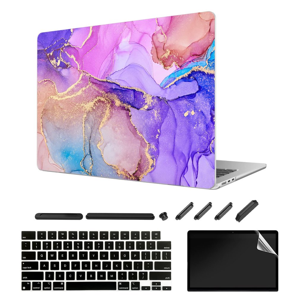 ChashenHa for MacBook Air 13.6 Inch Case Released 2022 (Model A2681 M2 Chip) UV Printed Plastic Hard Shell Laptop Case with Keyboard Cover and Screen Protector and Dust Plug,Marble-4