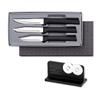 Rada Cutlery Paring Knife Galore Gift Set (G201) with Quick Edge Sharpener (R119), 3-Piece Knife Set and Knife Sharpener, Stainless Steel Blades, Black Handle view 1