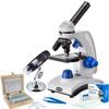 40X-1000X Portable Dual Light Metal Frame Microscope with 25-Piece Prepared Slides Set and Tweezers Plus Bonus Handheld Multi-USB Digital Microscope for PC and Android view 1