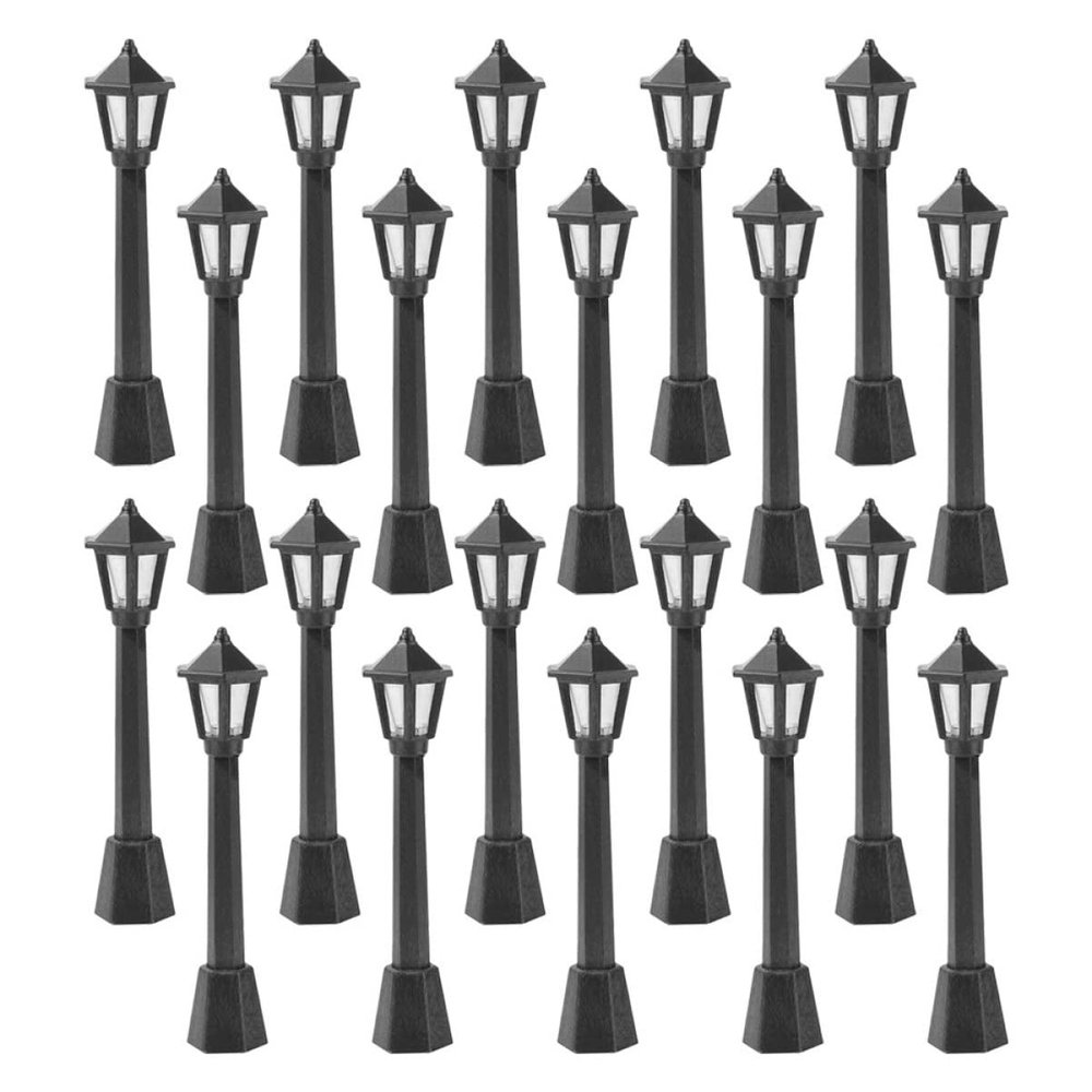 Healifty Micro Landscape Miniature Lamp Post Lights 20Pcs Simulation Street Lamps for DIY Garden Model Decoration
