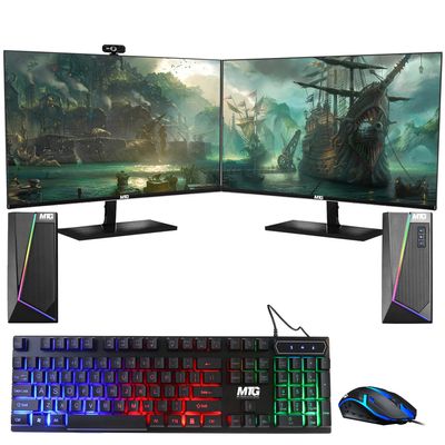 TechMagnet All in one Desktop Computer,Cheetah 6,Intel Core i5 8th Gen,16GB DDR3,240GB SSD,New Dual 22 inch LED,MTG RGB Keyboard Mouse,RGB Speaker and Webcam,USB Wi-Fi,Windows 11(Renewed)