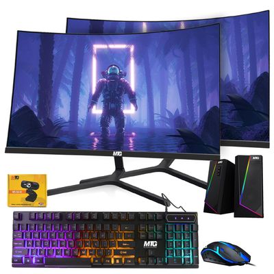 TechMagnet All in one Desktop Computer,Cheetah 6,Intel Core i5 8th Gen,8GB DDR3,120GB SSD,New Dual 24 inch Curved Display,MTG RGB Keyboard Mouse,RGB Speaker,Webcam,USB Wi-Fi,Windows 11(Renewed)