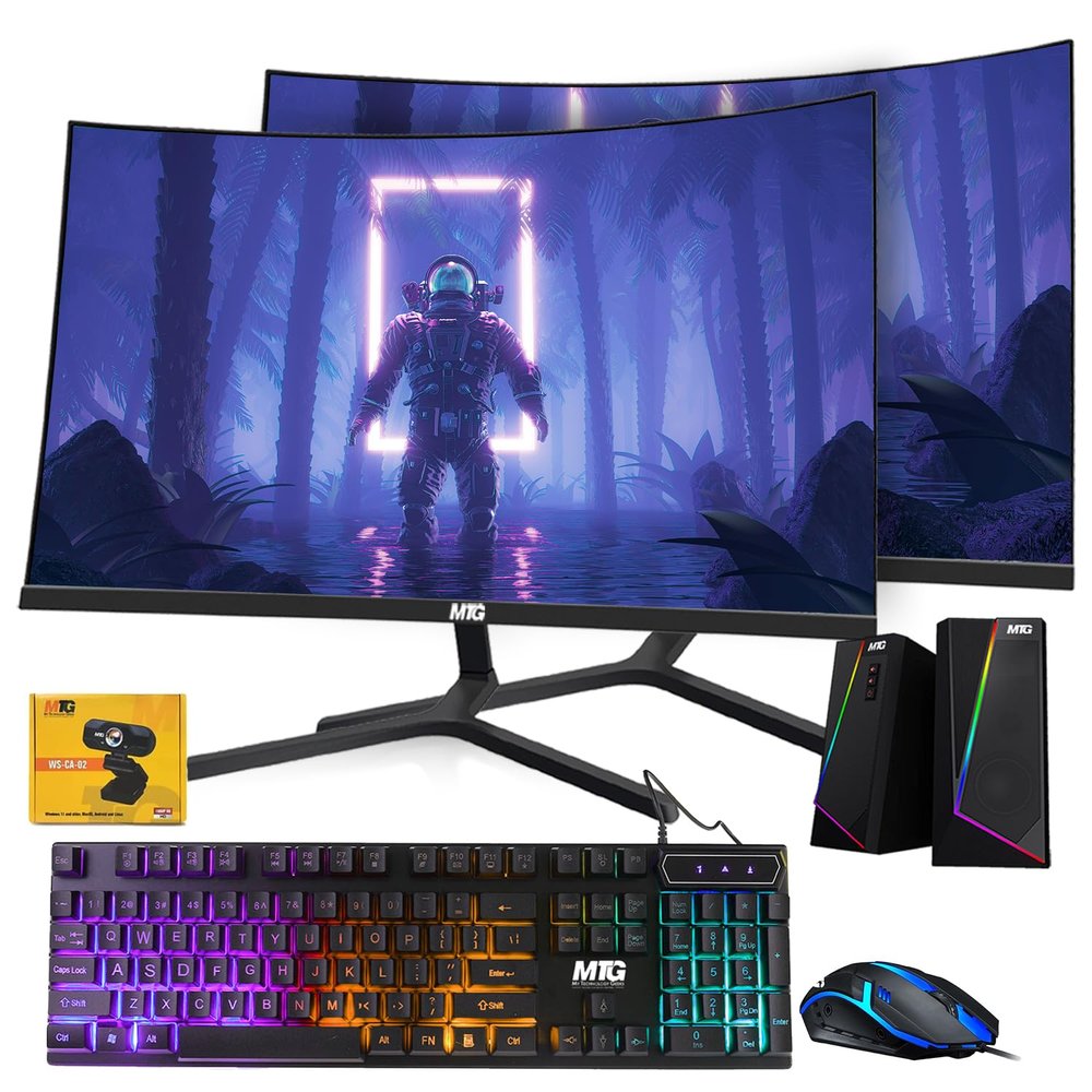 TechMagnet All in one Desktop Computer,Cheetah 6,Intel Core i5 8th Gen,8GB DDR3,120GB SSD,New Dual 24 inch Curved Display,MTG RGB Keyboard Mouse,RGB Speaker,Webcam,USB Wi-Fi,Windows 11(Renewed)