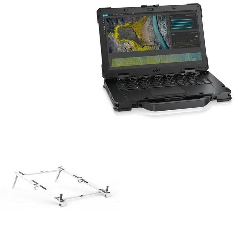 BoxWave Stand and Mount Compatible with Dell Latitude 5430 Rugged Laptop (14 in) - Pocket Aluminum Stand 3-in-1, Portable Multi Angle Viewing Riser - Metallic Silver