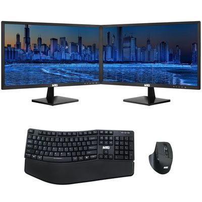 TechMagnet All in one Desktop Computer,Cheetah 6,Intel Core i5 6th Gen,8GB DDR3,480GB SSD,Dual 27 inch LED Monitor,MTG Wireless Ergonomic Keyboard Mouse,USB Wi-Fi,Windows 11(Renewed)