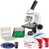 40X-1000X Portable LED Monocular Student Microscope with 1MP Digital Camera, 6-Piece Precision Tweezers Set and 100-Piece Prepared Microscope Slide Set view 1