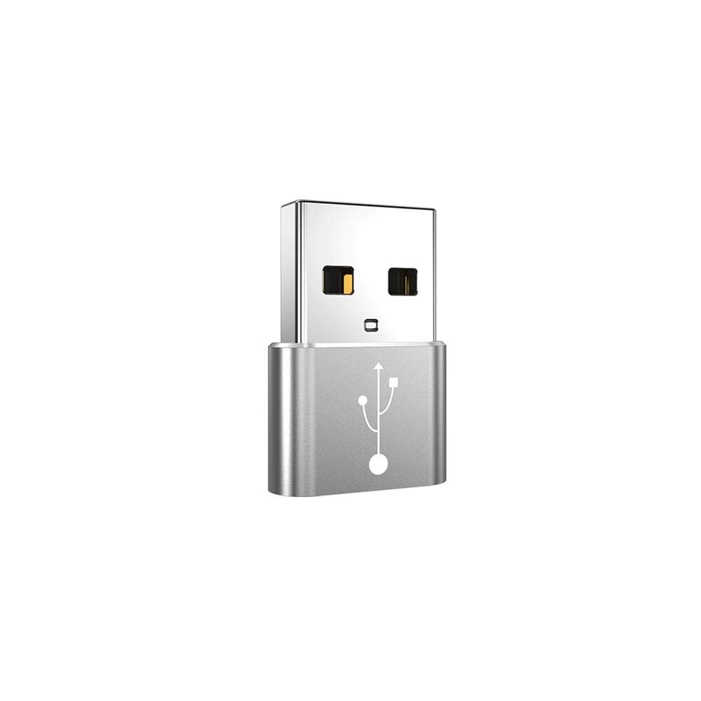BoxWave Adapter Compatible with JBL Tune 125TWS - USB-A to C PortChanger (5-Pack), Type-C OTG Convert Charging Data Adapter - Metallic Silver
