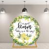 7.5ft(2.3m) Lemon Round Backdrop Cover Polyester A Sweet Lemon Baby is On The Way Round Photography Background Green Leaves Lemon Circle Backdrop Photo Booth Props Girl Boy Shower Party Banner Decor view 2