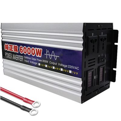 BEZAX Power Inverter 5000W 6000W 8000W Pure Sine Wave Inverter DC 12V 24V 48V 60V to AC 220V Car Converter with LCD Digital Display & AC Outlets for Laptop Camping Road Trip Must Have,6000W-60Vto220V