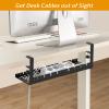 Under Desk Cable Management Tray, No Drill Cable Tray with Clamp, Adjustable Desk Wire Management Tray 13.8" - 21.8, Cord Management with Cable Holder Ties for Home Office Standing Desk, Black view 4