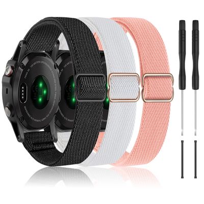 Bolesi 3 Pack Compatible with Fenix 5S Bands Easy Fit 20mm Stretchy Nylon Watch Straps Sport Bands for Fenix 5S / Fenix 5S Plus D2 Delta S Smartwatch Women Men