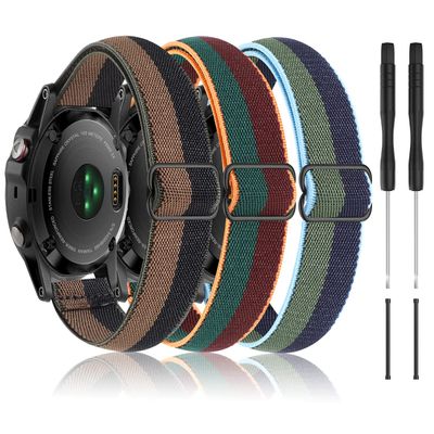 Bolesi 3 Pack Compatible with Garmin Fenix 5X Band 26mm Stretchy Nylon Watch Band Replacement Wristband for Garmin Fenix 5X Plus/Fenix 3/Fenix 3 HR/Tactix/D2 Delta PX Smartwatch