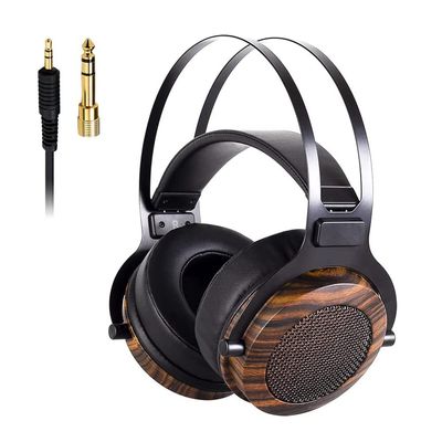 lotorasia Wired Over Ear Headphones, Studio Headset Music Recording 50mm Drivers 3.5mm/6.35mm Audio Jack for Guitar amp Recording and Music AudiophileNon Solid Wood