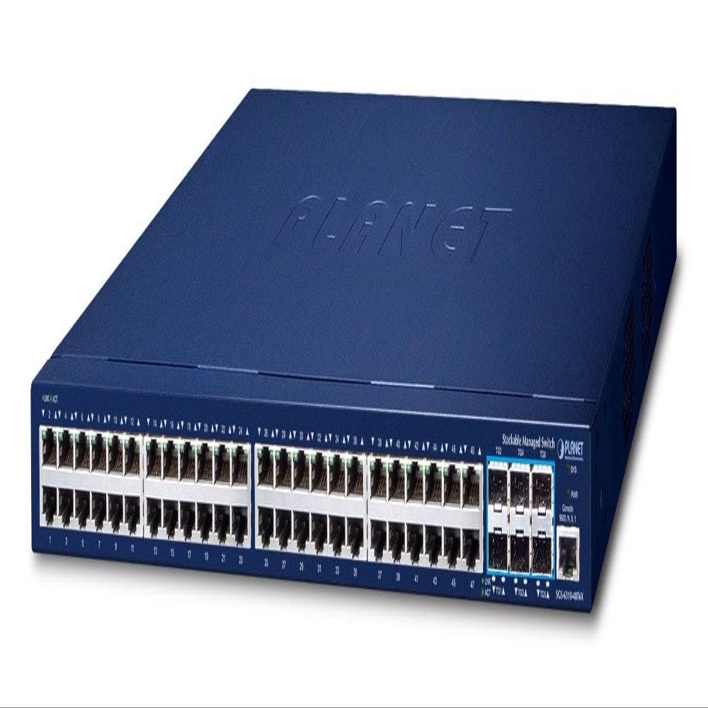 Planet Layer 3 48-Port 10/100/1000T + 6-Port 10G SFP+ Stackable, W127040303 (+ 6-Port 10G SFP+ Stackable Managed Switch (Hardware Stacking up to 8 Units, Hardware-Based Layer 3)