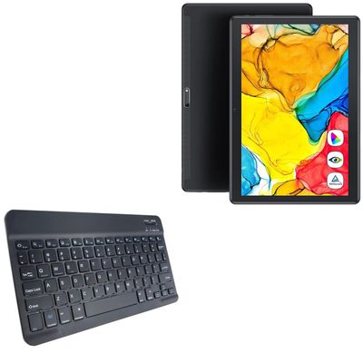BoxWave Keyboard Compatible with Dragon Touch Max10 Plus Tablet - SlimKeys Bluetooth Keyboard, Portable Thin with Chiclet-Style Keys - Jet Black