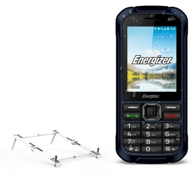 BoxWave Stand and Mount Compatible with Energizer Hardcase H241 - Pocket Aluminum Stand 3-in-1, Portable Multi Angle Viewing Riser - Metallic Silver
