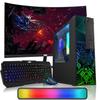TechMagnet RGB Desktop Computer PC - Intel Core i5, 16GB ARGB RAM, 256GB SSD, 24 inch Curved Monitor with AI-Enabled RGB Keyboard Mouse and RGB Soundbar Windows 11 (Renewed) view 1