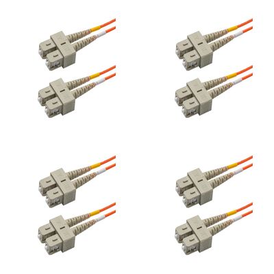 SpeedyFiberTX - 4-Pack 50 Feet Multimode OM1 Duplex SC to SC Fiber Patch Cable, Corning OM1 62.5/125 Optical Fiber, Orange Riser OFNR Cable Jacket