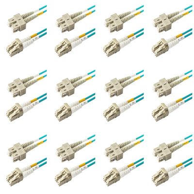 SpeedyFiberTX - 12-Pack 55 Meter Multimode OM3 Duplex SC to LC Fiber Patch Cable, Corning OM3 ClearCurve 50/125 Optical Fiber, Fire Retardant Plenum Cable Jacket