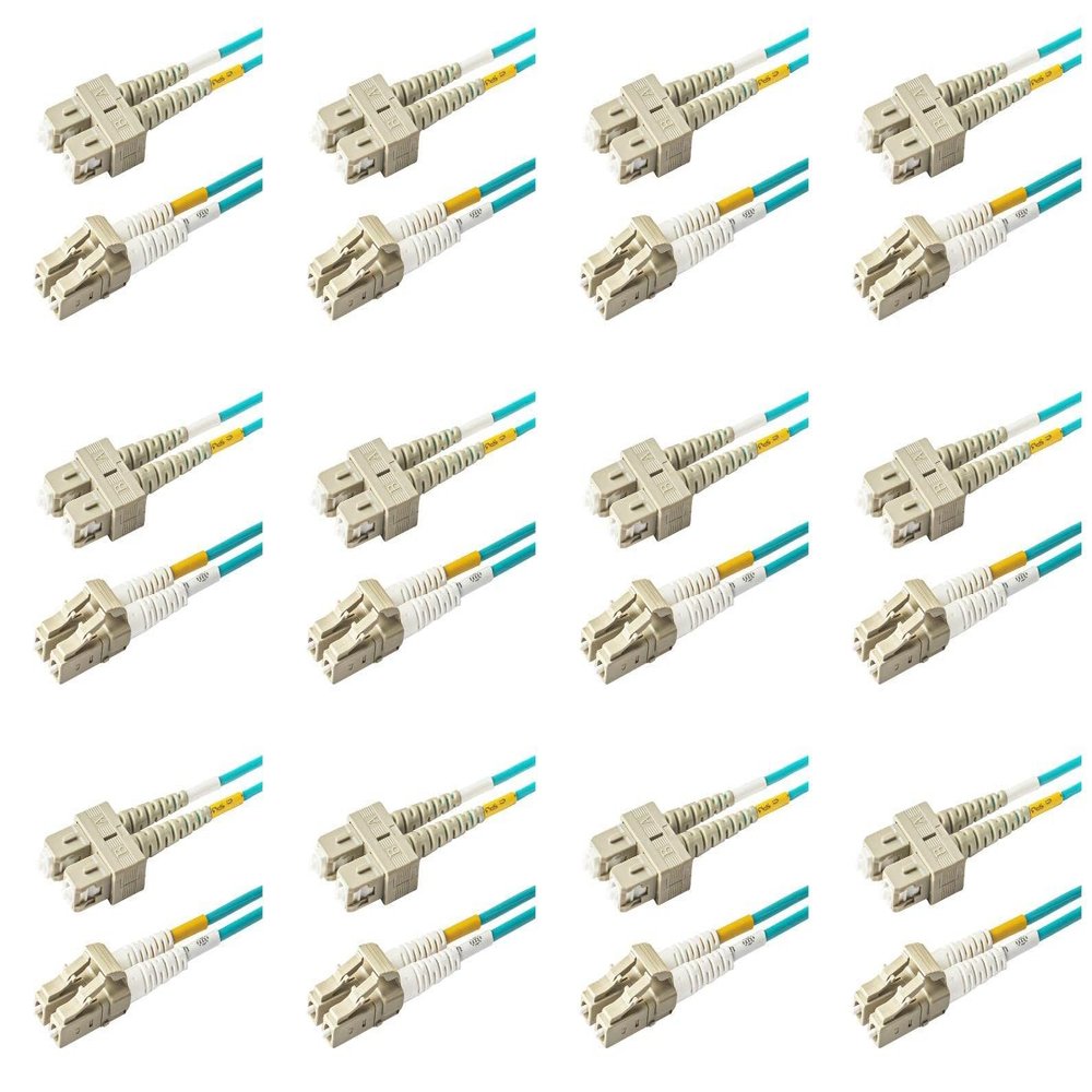 SpeedyFiberTX - 12-Pack 55 Meter Multimode OM3 Duplex SC to LC Fiber Patch Cable, Corning OM3 ClearCurve 50/125 Optical Fiber, Fire Retardant Plenum Cable Jacket