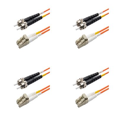 SpeedyFiberTX - 4-Pack 6 Meter Multimode OM1 Duplex ST to LC Fiber Patch Cable, Corning OM1 62.5/125 Optical Fiber, Orange Riser OFNR Cable Jacket