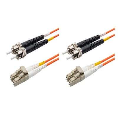 SpeedyFiberTX - 2-Pcak 200 Meter Multimode OM1 Duplex ST to LC Fiber Patch Cable, Corning OM1 62.5/125 Optical Fiber, Orange Riser OFNR Cable Jacket