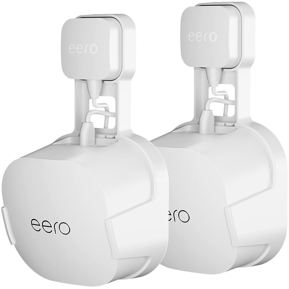 COOLWUFAN Outlet Wall Mount Holder for eero 6 or eero 6+ mesh Wi-Fi System [NOT Fit for eero mesh], No Messy Wires, Easy to Install Mount Holder for eero 6 & eero 6+ mesh Wi-Fi System (2 Pack)